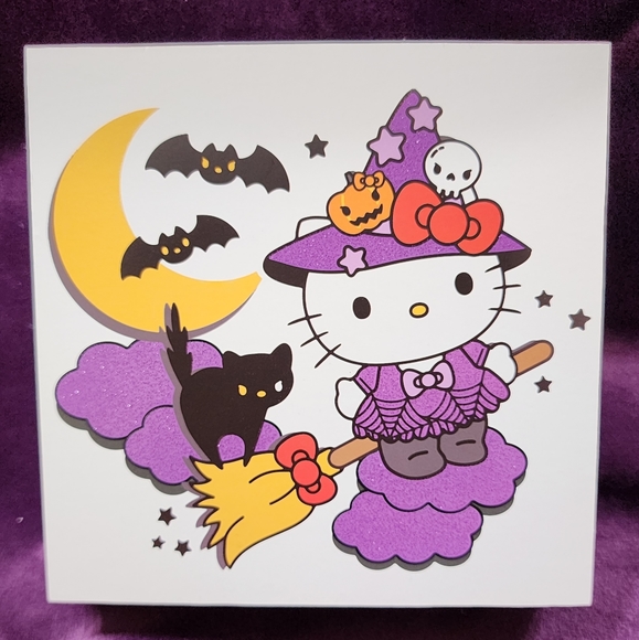 Hello Kitty Witch Noodle Bowl & Block Sign Wall Art Picture Halloween Decor - Picture 8 of 14